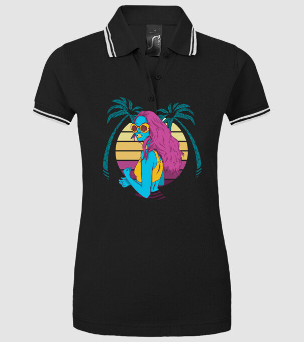 Fată Retro model negru pe tricou