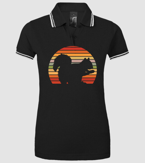 Veveriță Retro model negru pe tricou