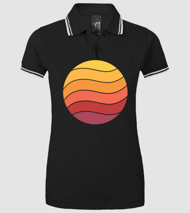 Fond Retro Apus de soare model negru pe tricou