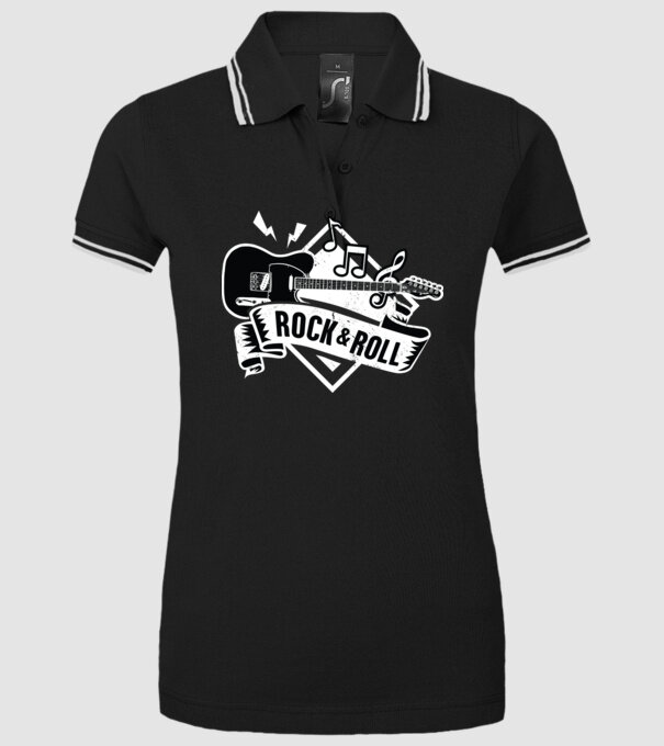 Rock & Roll chitară model negru pe tricou
