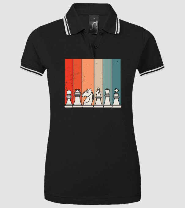 Șah Retro model negru pe tricou