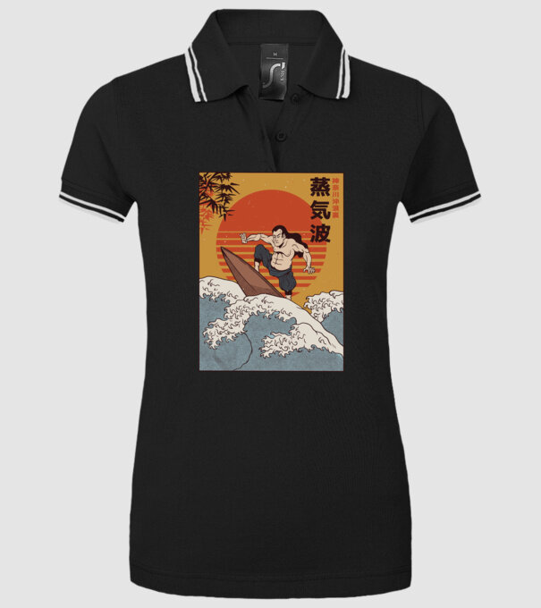 Samurai Surf model negru pe tricou