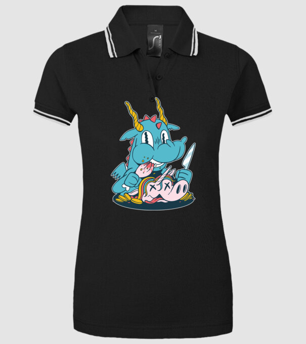 Dragonul a mâncat unicornul model negru pe tricou