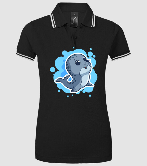Sea Lion - Focă drăguță model negru pe tricou