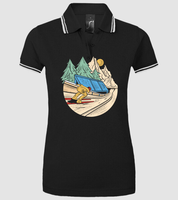 Săritor cu schiuri model negru pe tricou