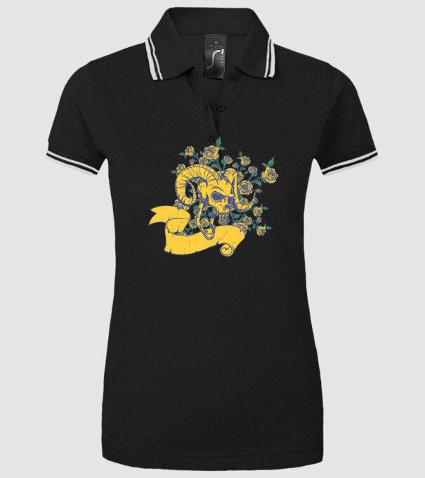 Skull with Roses model negru pe tricou