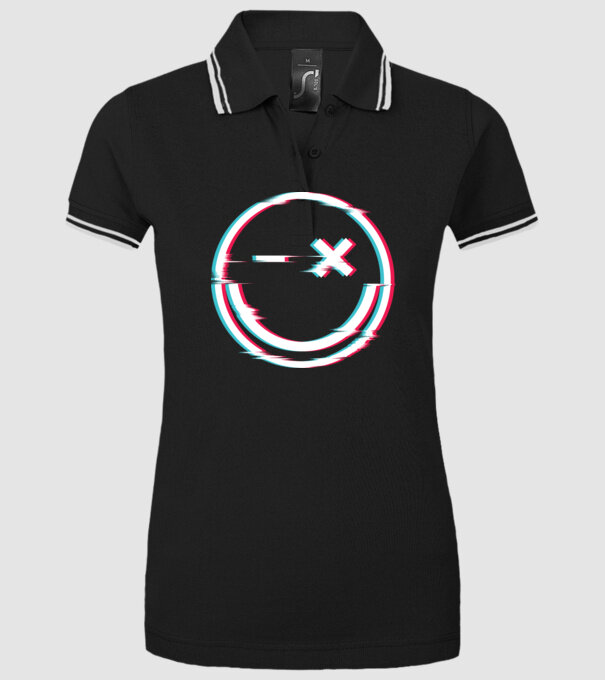 Smile glitch neon tiktok style model negru pe tricou