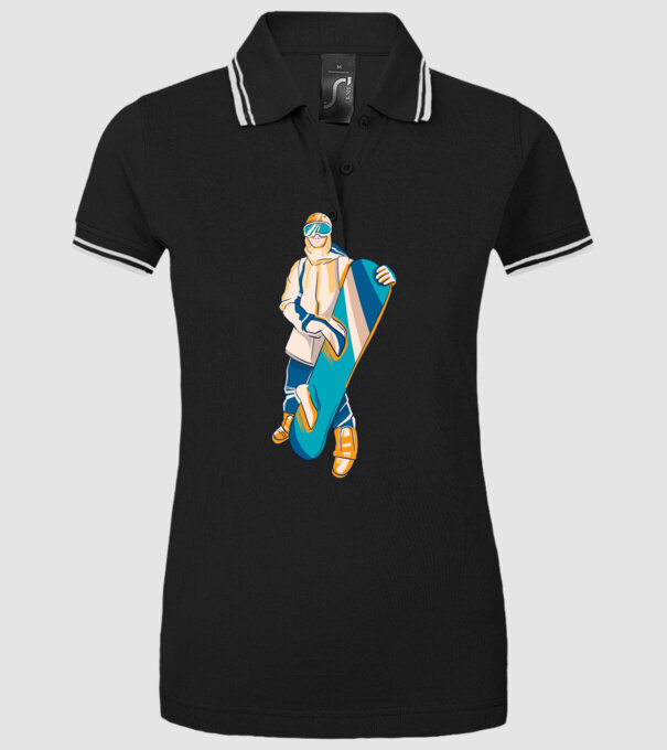 Snowboarder model negru pe tricou