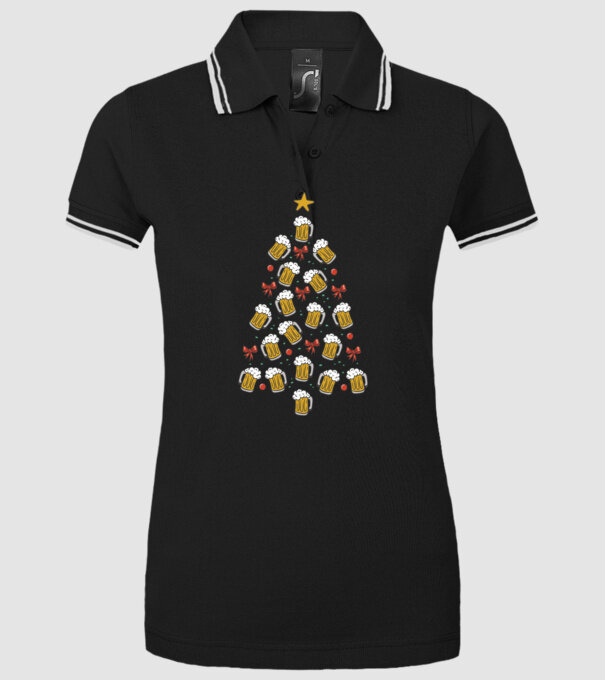 Pom de Crăciun cu Bere model negru pe tricou