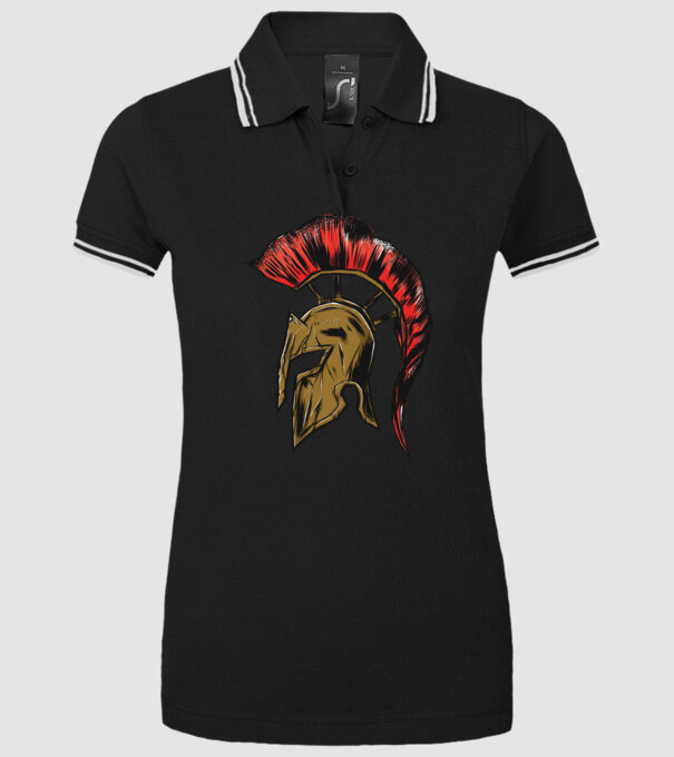 Cască războinic Sparta model negru pe tricou