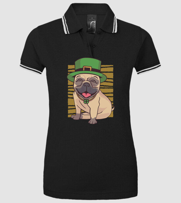 Sfântul Patrick Mops model negru pe tricou