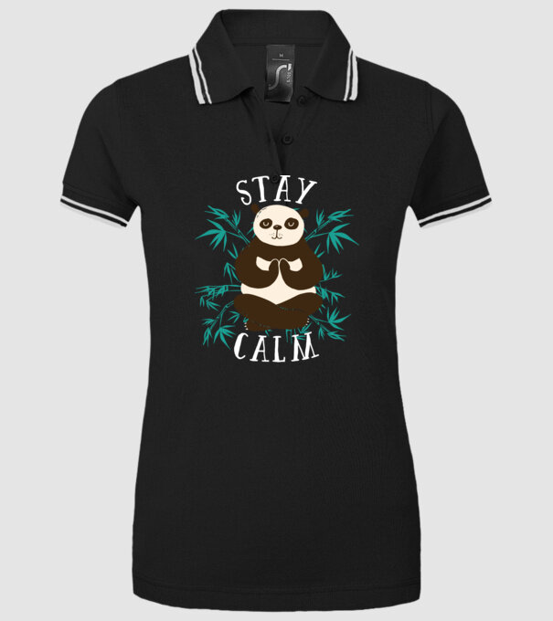 Stay Calm Panda meditație model negru pe tricou