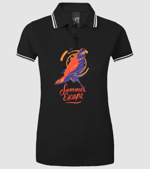Summer escape Surf model negru pe tricou