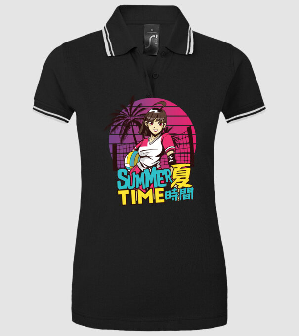 Summer Girl Anime Fată Manga model negru pe tricou