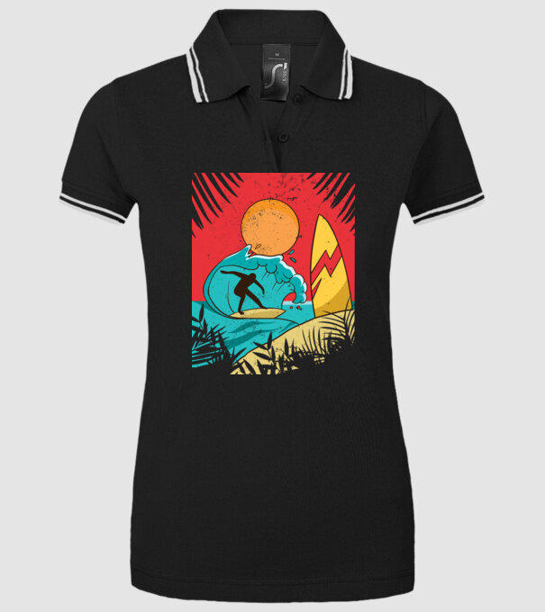 Afiș Surf model negru pe tricou