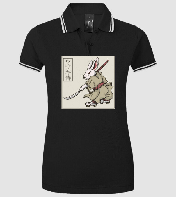 Iepure Samurai model negru pe tricou