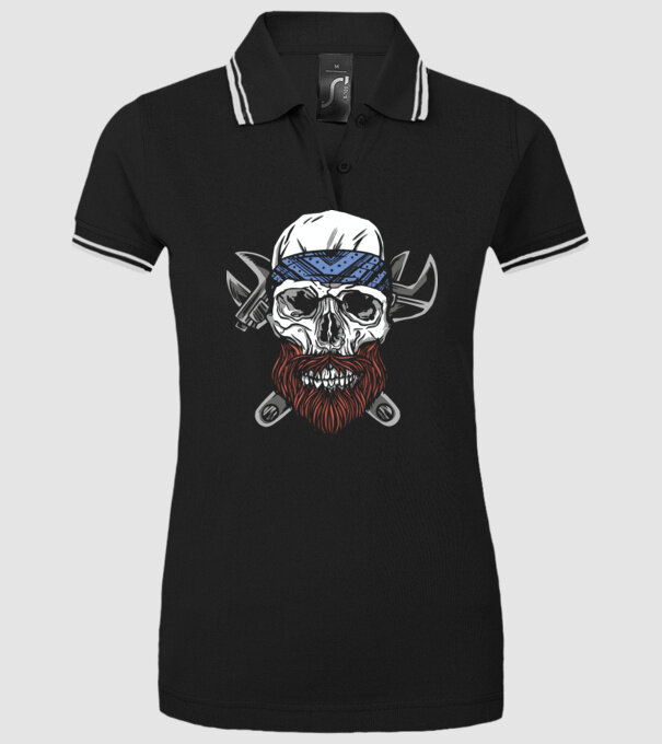 Craniu Instalator Barbă model negru pe tricou