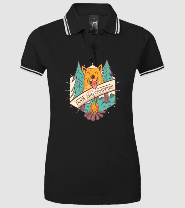 Iubesc câinii și campingul model negru pe tricou