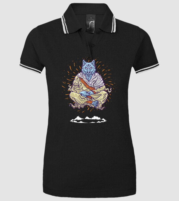 Lup Călugăr model negru pe tricou