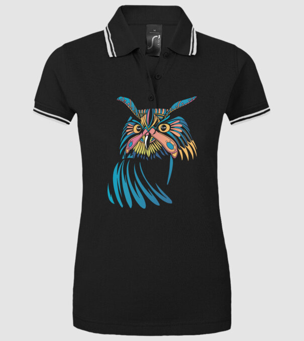 Bufniță colorată model negru pe tricou
