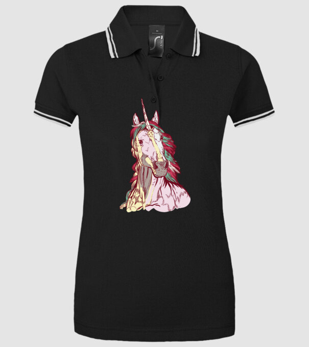 Unicorn colorat model negru pe tricou