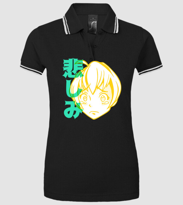 fată tristă Anime model negru pe tricou