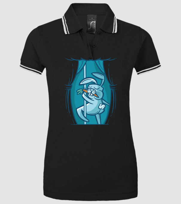 Iepuraș Striptease model negru pe tricou
