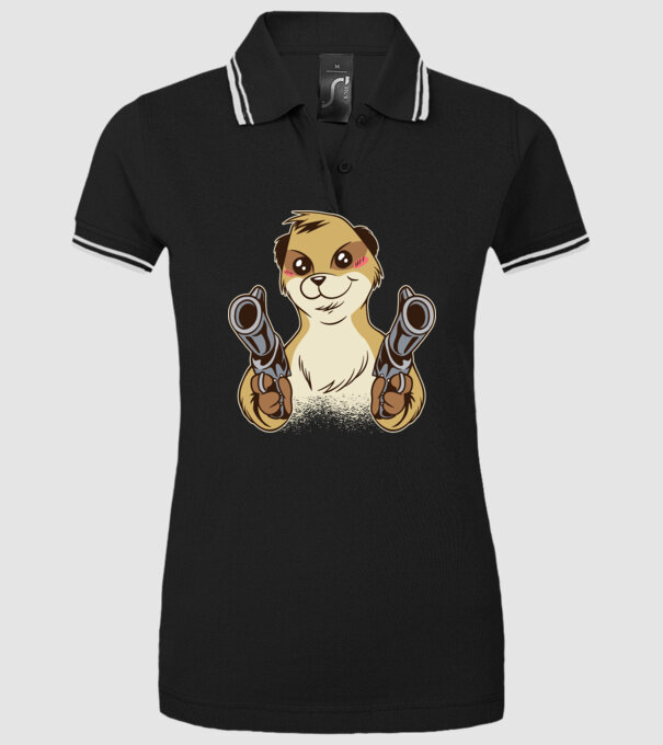 Suricată cu armă model negru pe tricou