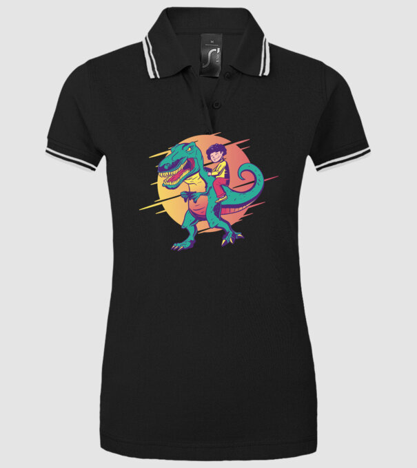 T-rex Gamer dinozaur model negru pe tricou