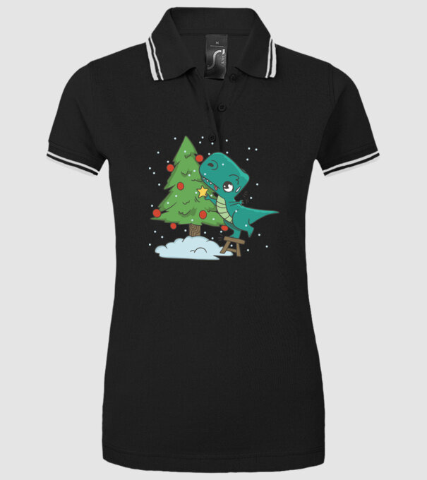 T-rex decorare pom de Crăciun model negru pe tricou