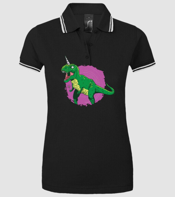 T-rex unicorn model negru pe tricou