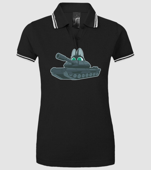 Pisică cu tanc model negru pe tricou