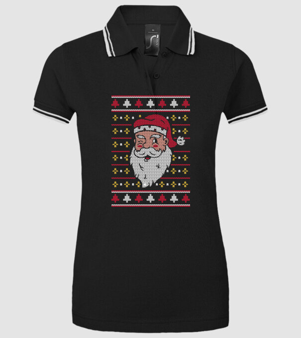 Moș Crăciun pulover urât model negru pe tricou