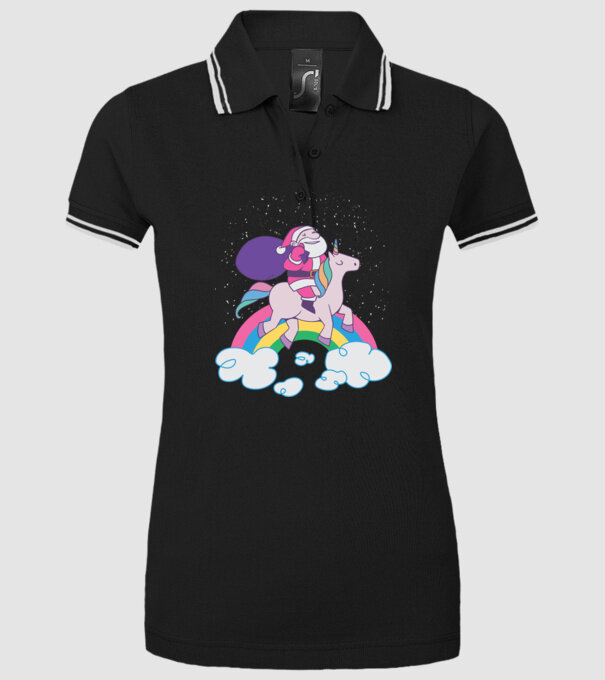 Moș Crăciun Unicorn model negru pe tricou