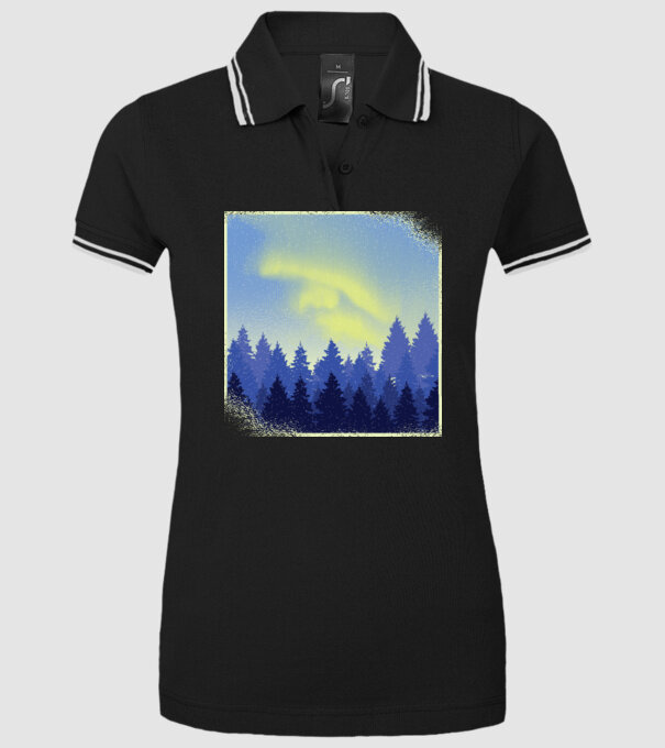 Peisaj de iarnă în pădure model negru pe tricou