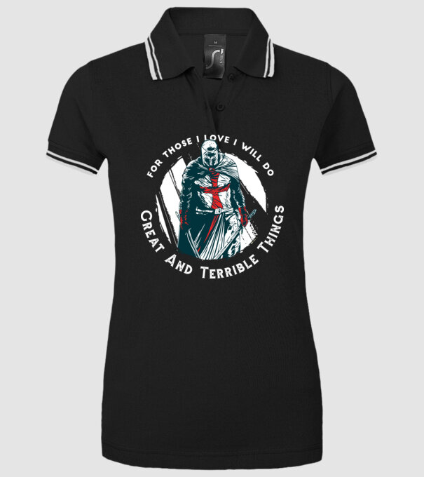 Cavaler Templier model negru pe tricou