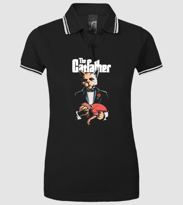 The Catfather model negru pe tricou