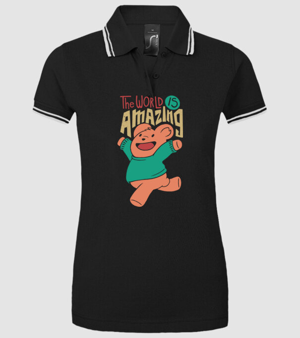 The world is amazing ursuleț Teddy model negru pe tricou