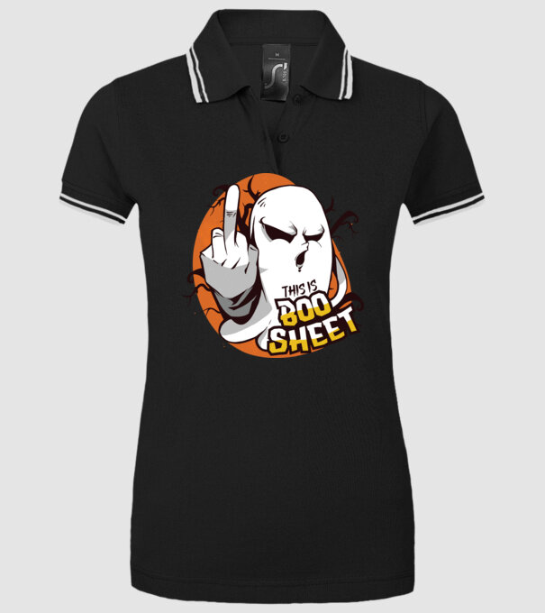 This is Boo Sheet Halloween model negru pe tricou