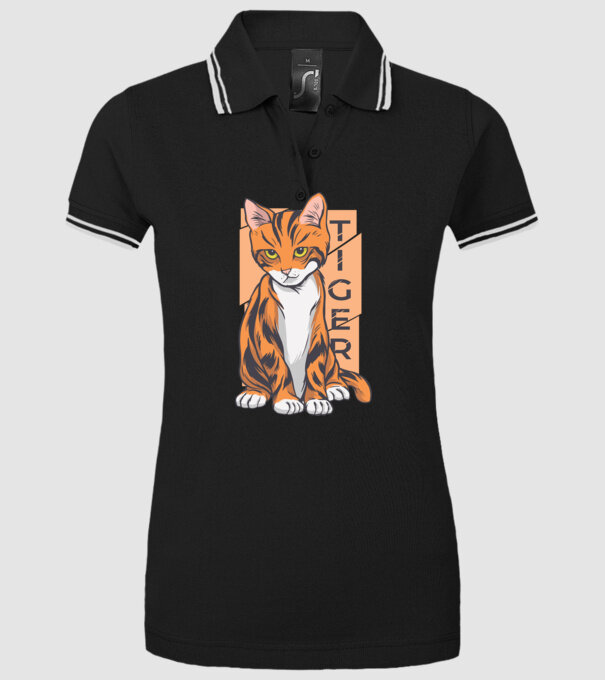 Pisică Tigru model negru pe tricou