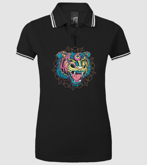 Tigru Mandala model negru pe tricou