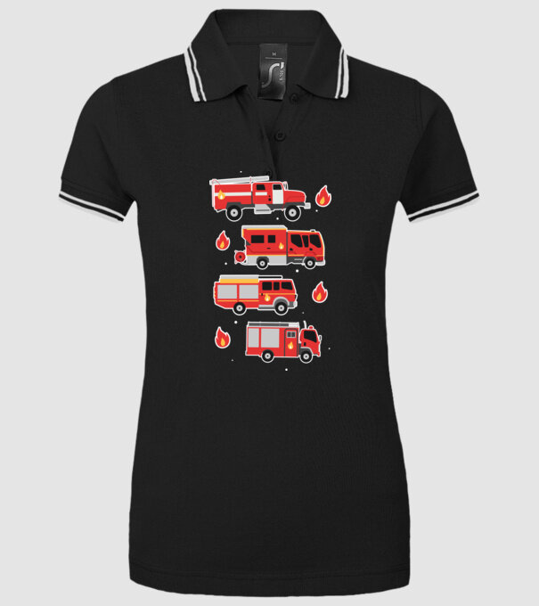 Mașini de pompieri model negru pe tricou