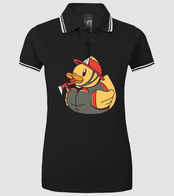 Rățușcă de cauciuc Pompier model negru pe tricou