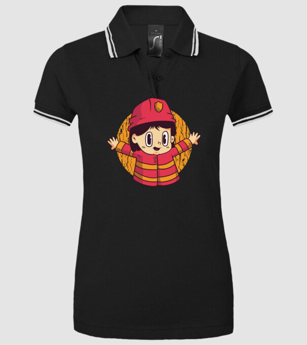 Pompier copil model negru pe tricou
