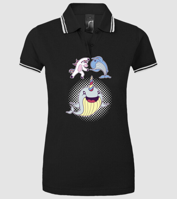 Unicorn Balenă Fuziune - Narval model negru pe tricou