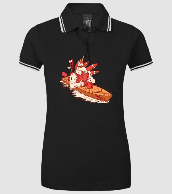 Unicorn Corabie de luptă model negru pe tricou