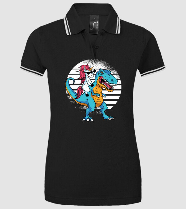 Unicorn cu dinozaur tricou amuzant model negru pe tricou