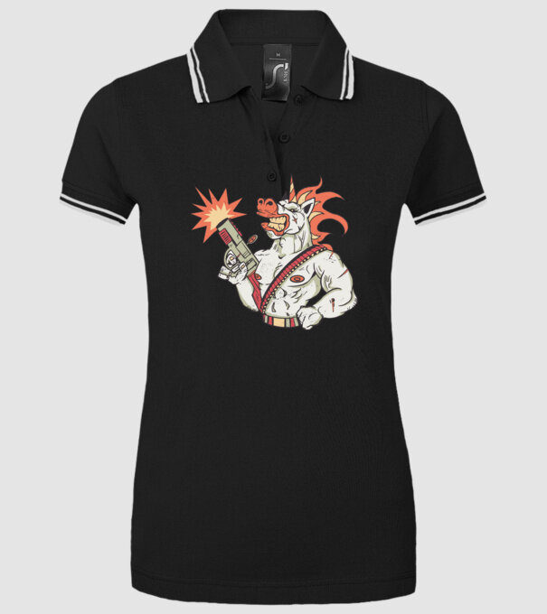 Unicorn Războinic model negru pe tricou