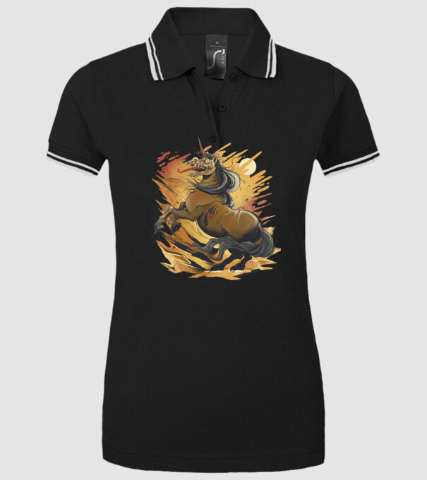Unicorn Zombie model negru pe tricou