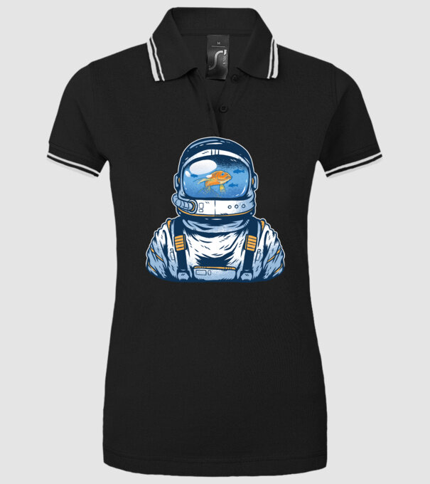 Peștișor auriu Astronaut model negru pe tricou